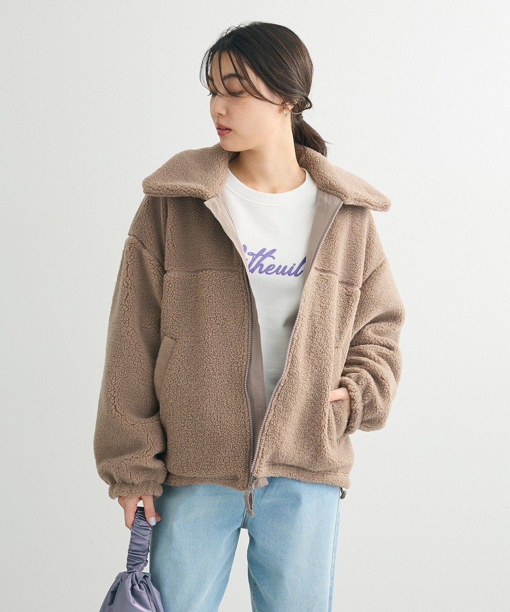 Green Parks リバーシブルコンビボアブルゾン Gray Beige