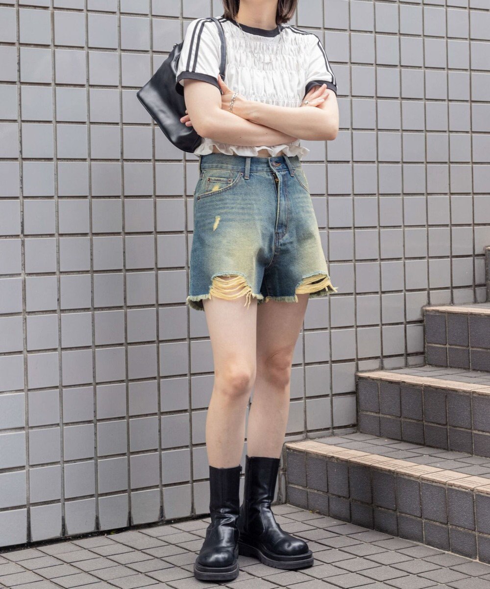 WEGO ダメージデニムショートパンツ 