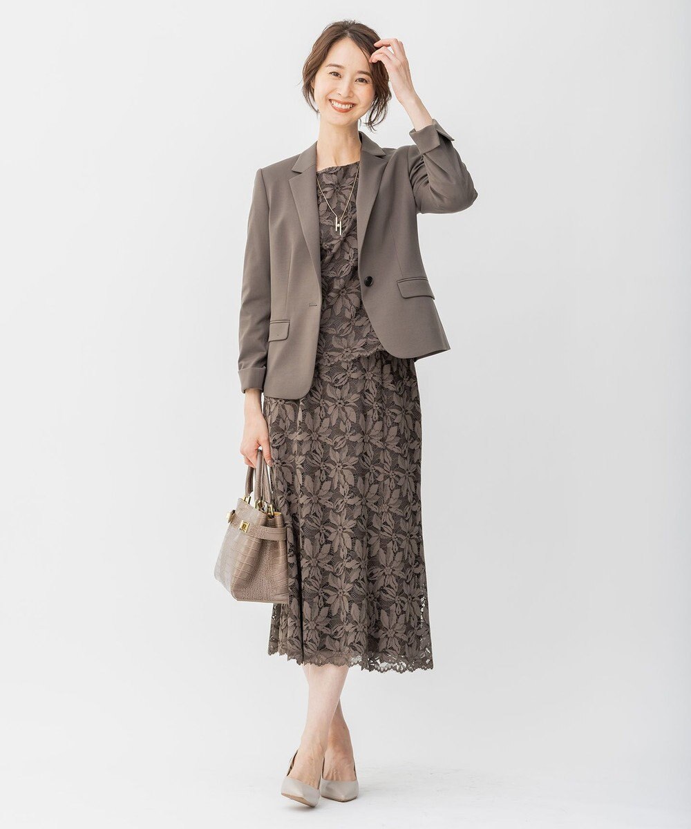 自由区 【洗える】フラワーコードレース ペプラムブラウス 