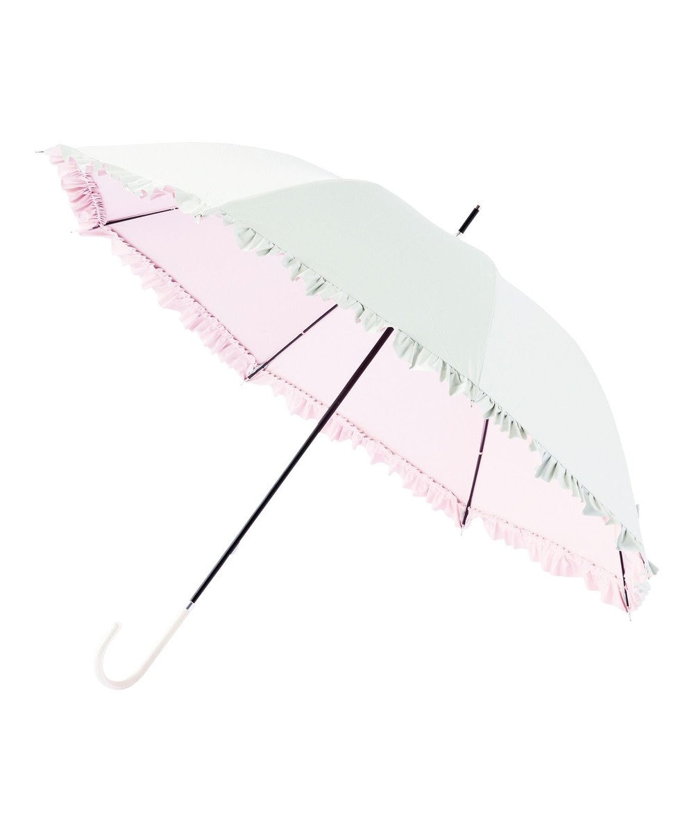 MOONBAT estaa 晴雨兼用 長傘 無地フリル 日傘 遮光 遮熱 UV ホワイト