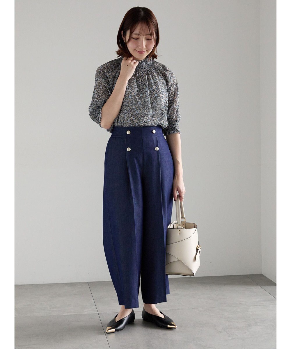 Te chichi 【遮熱】麻調ワイドクロップトパンツ 