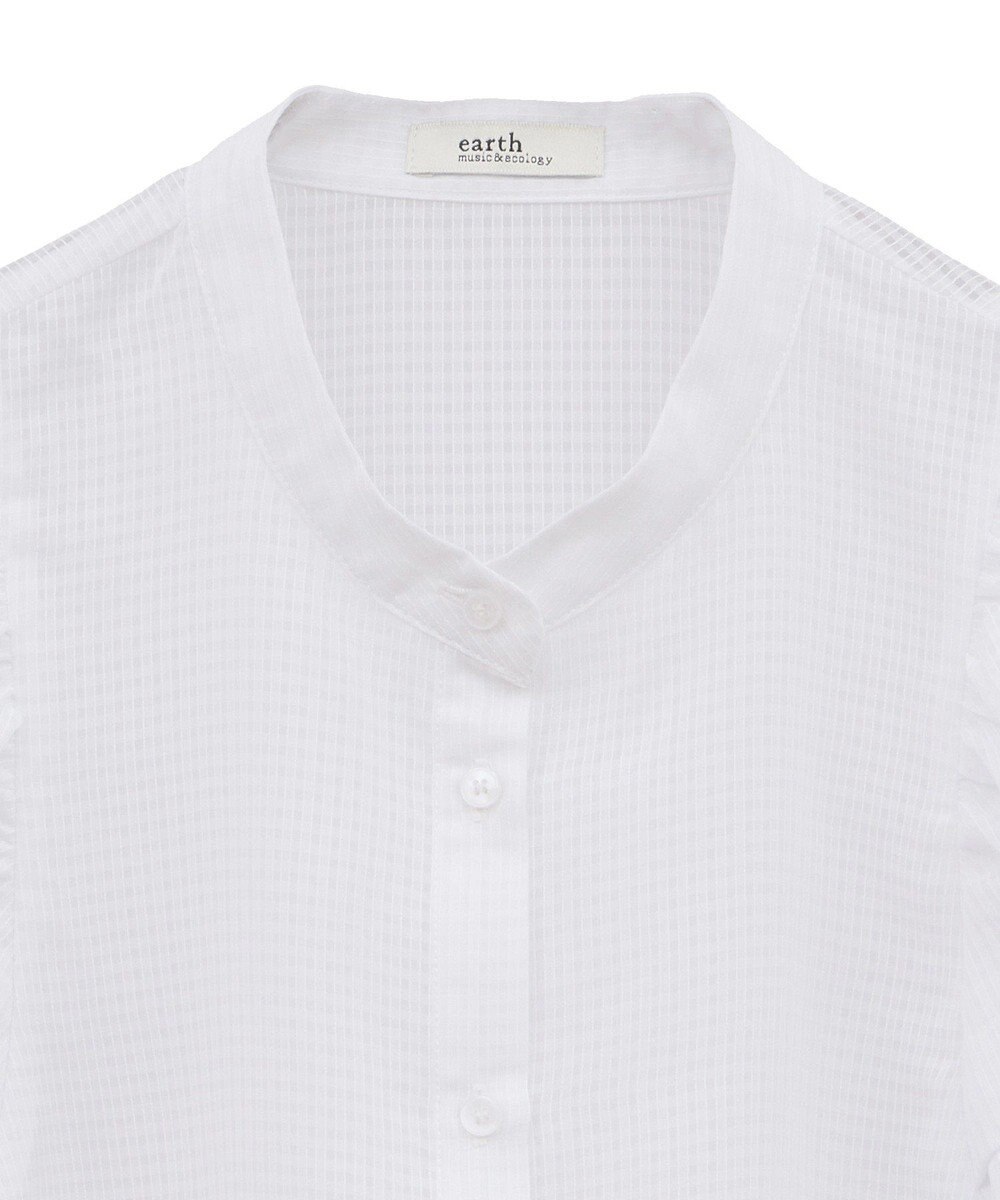 earth music&ecology ミニチェックバルーンスリーブブラウス 