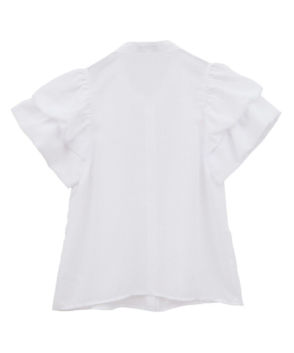 earth music&ecology ミニチェックバルーンスリーブブラウス 