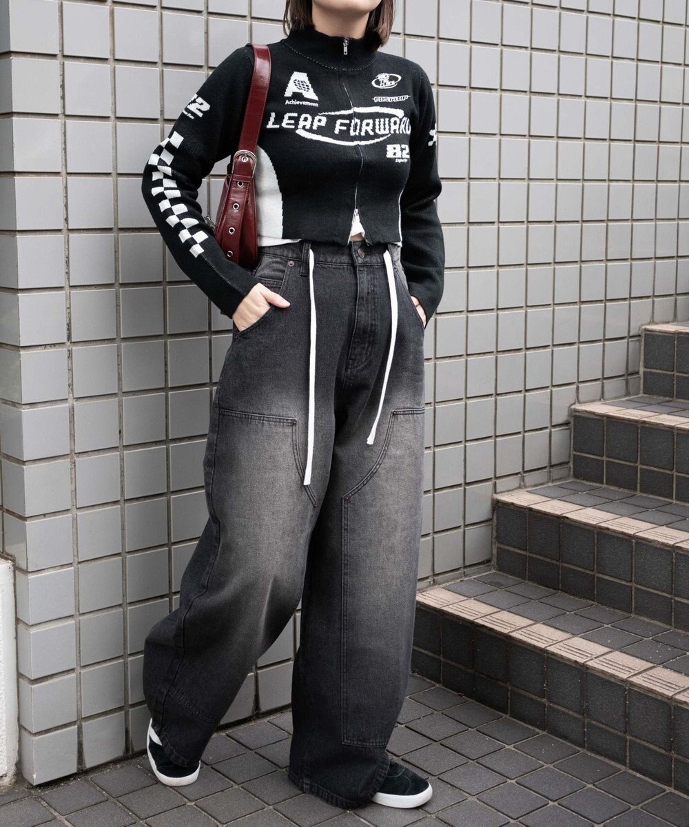 WEGO ヴィンテージウォッシュダブルニーバギーパンツ 