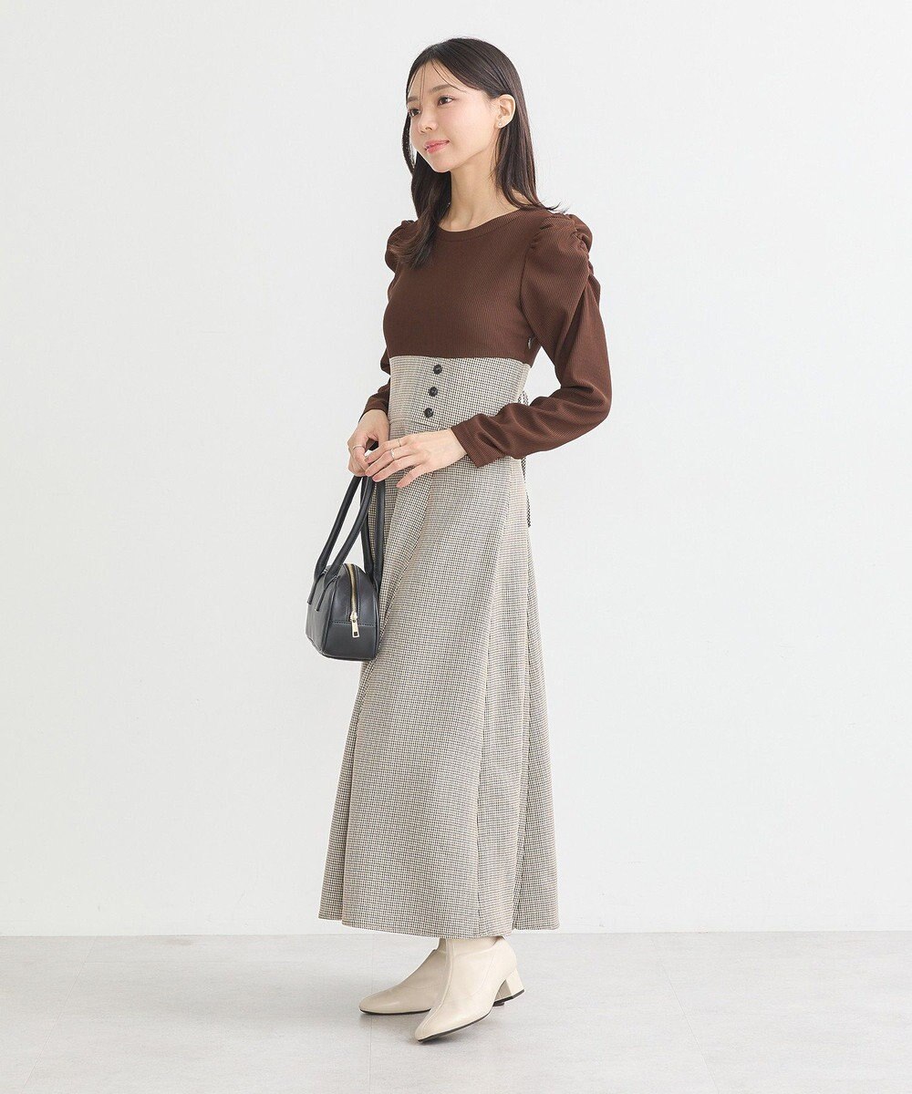 earth music&ecology リブカットソードッキングワンピース 