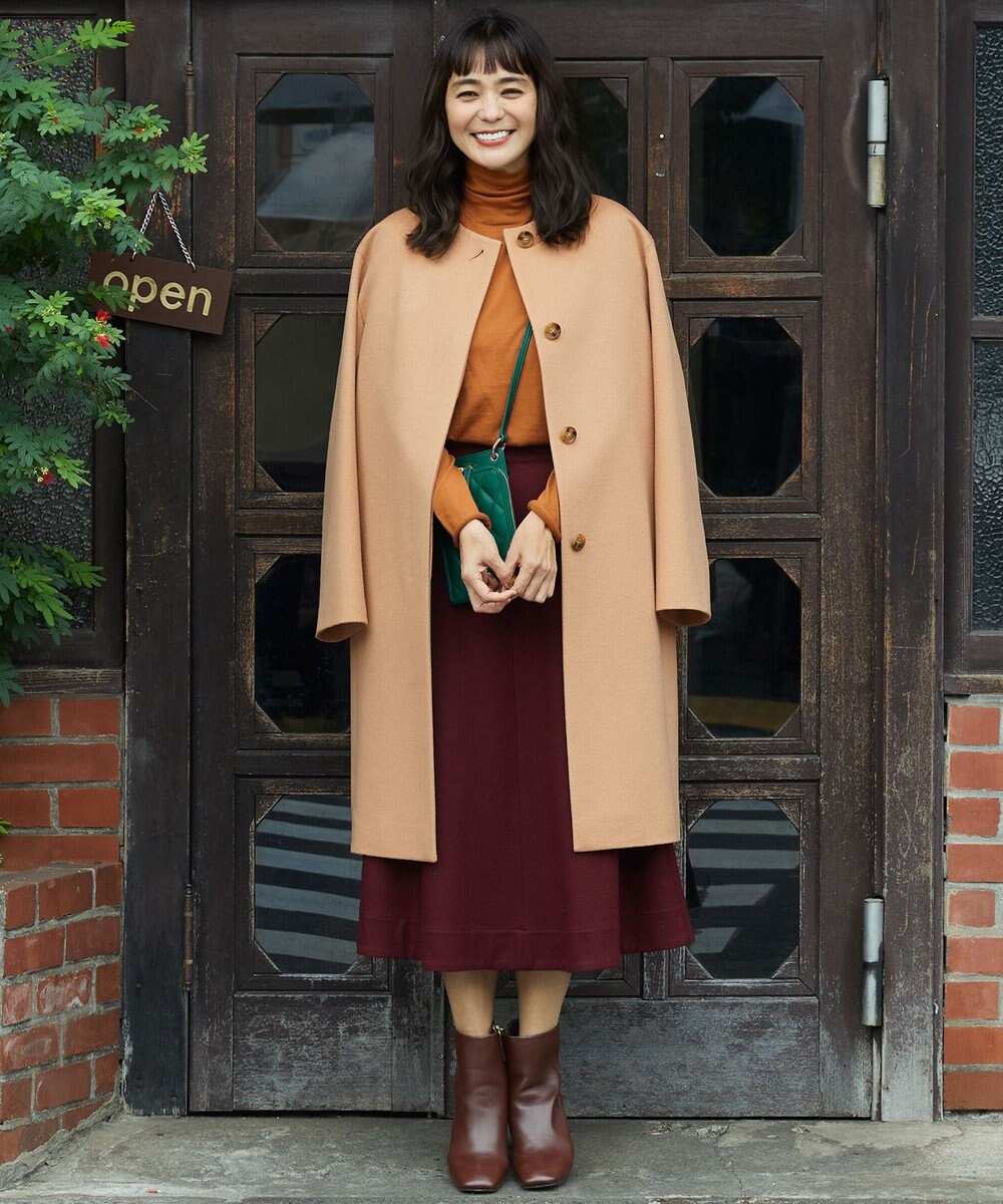 23区 ウールカシミヤビーバー ノーカラー コート 