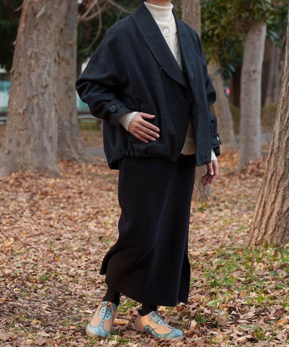 muuc リネンウールのショールカラージャケット 