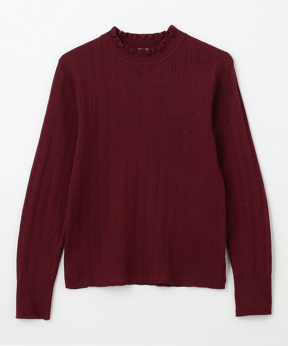 ANY 【洗濯機可/吸湿発熱】フリルネックリブニット 