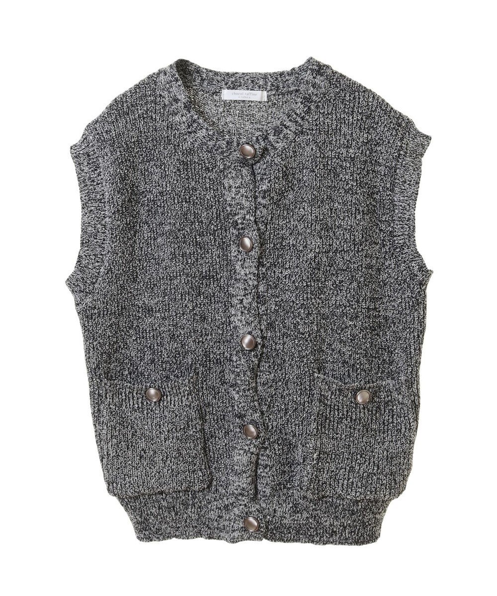 Green Parks シルバーボタンクルーネックベスト 