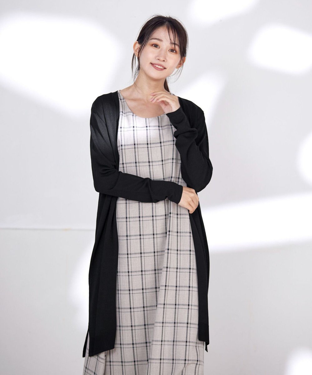 Tiaclasse 【洗える】バックリブプリーツ編みロングカーディガン 