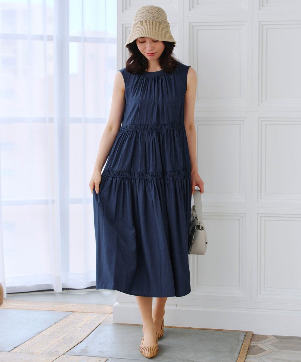 Tiaclasse 【洗える】後ろリボンシャーリングワンピース 