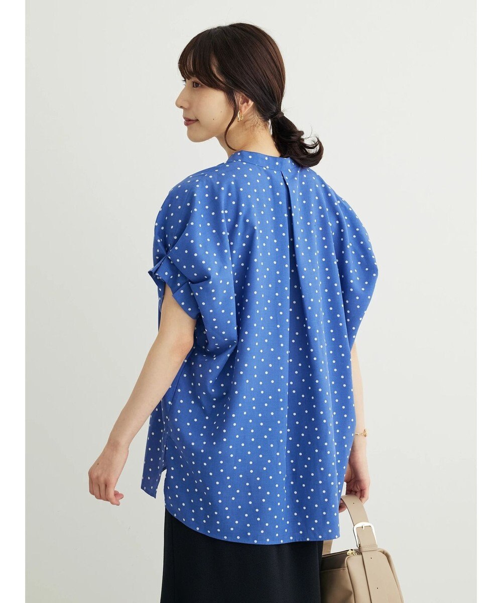 Green Parks ドット柄タックスリーブブラウス 
