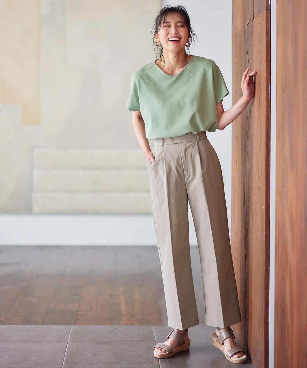 ANY 【吸水速乾/イージーケア/ストレッチ/ウエストゴム/洗濯機可能】ドライチノタックパンツ 