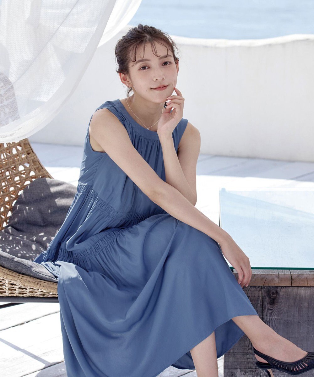 Tiaclasse 【洗える】後ろリボンシャーリングワンピース 