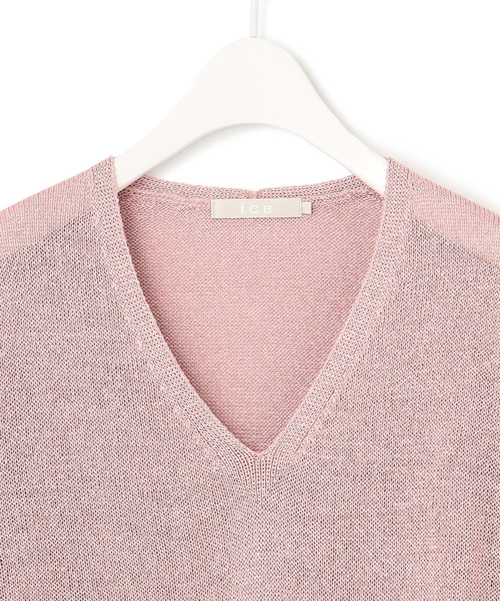 ICB 【WEB限定カラーあり・洗える】ペーパーブレンドシャインニット Vネックプルオーバー 