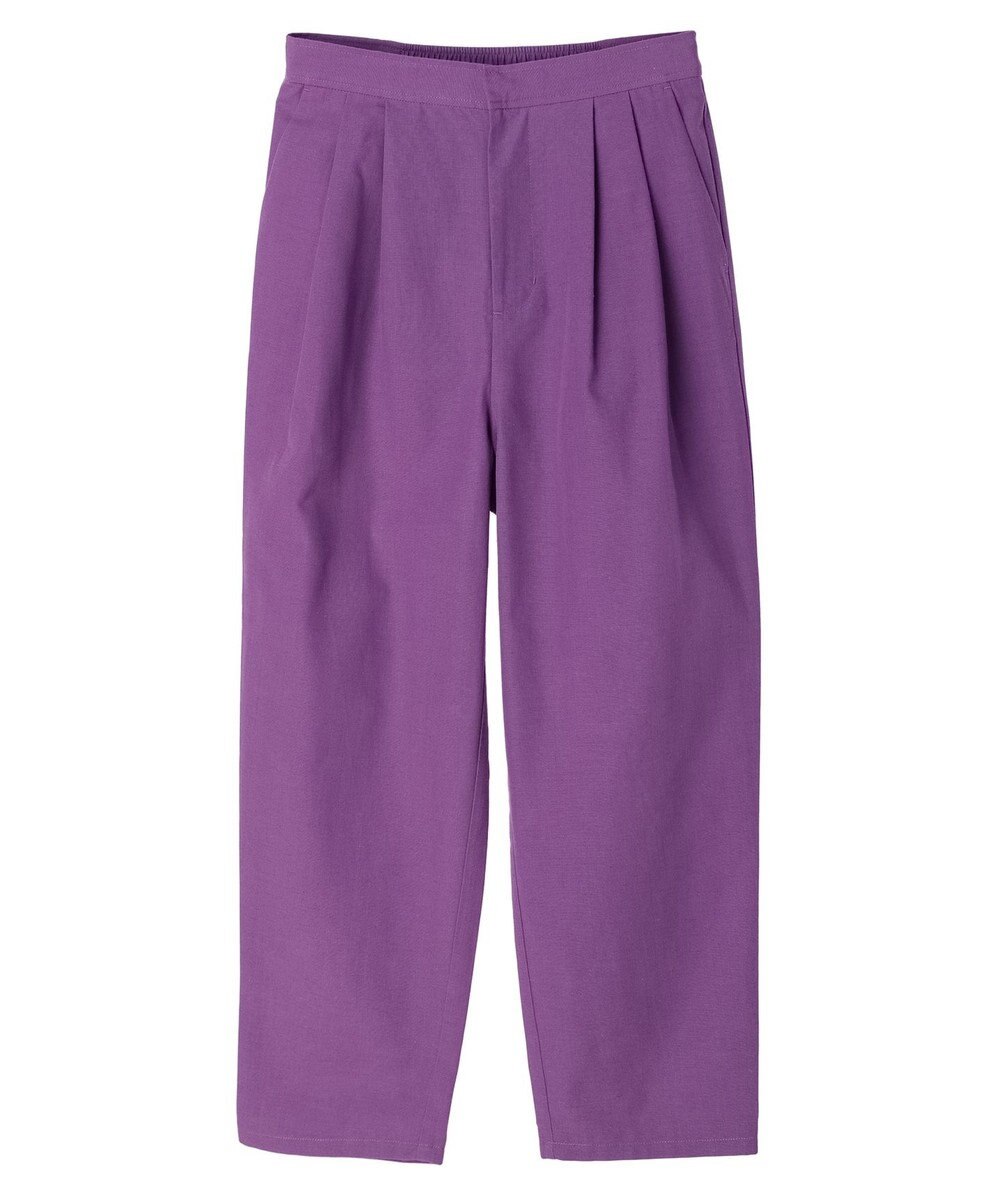 Green Parks 綿麻混タックテーパードパンツ 