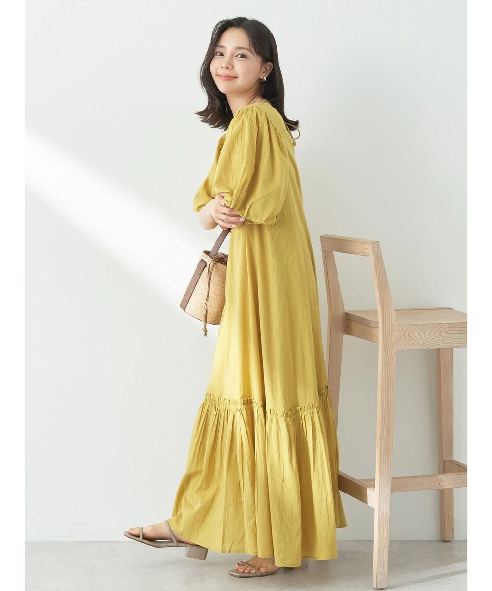 earth music&ecology コットンボイルパフスリーブワンピース 