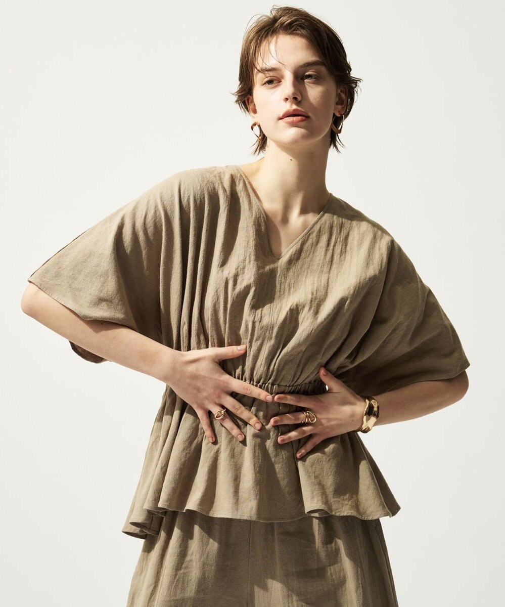 uncrave コットンリネンボイル ペプラムブラウス 