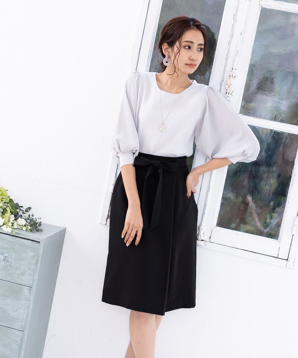 Tiaclasse L 【洗える】快適な履き心地のダブルクロスセミタイトスカート 