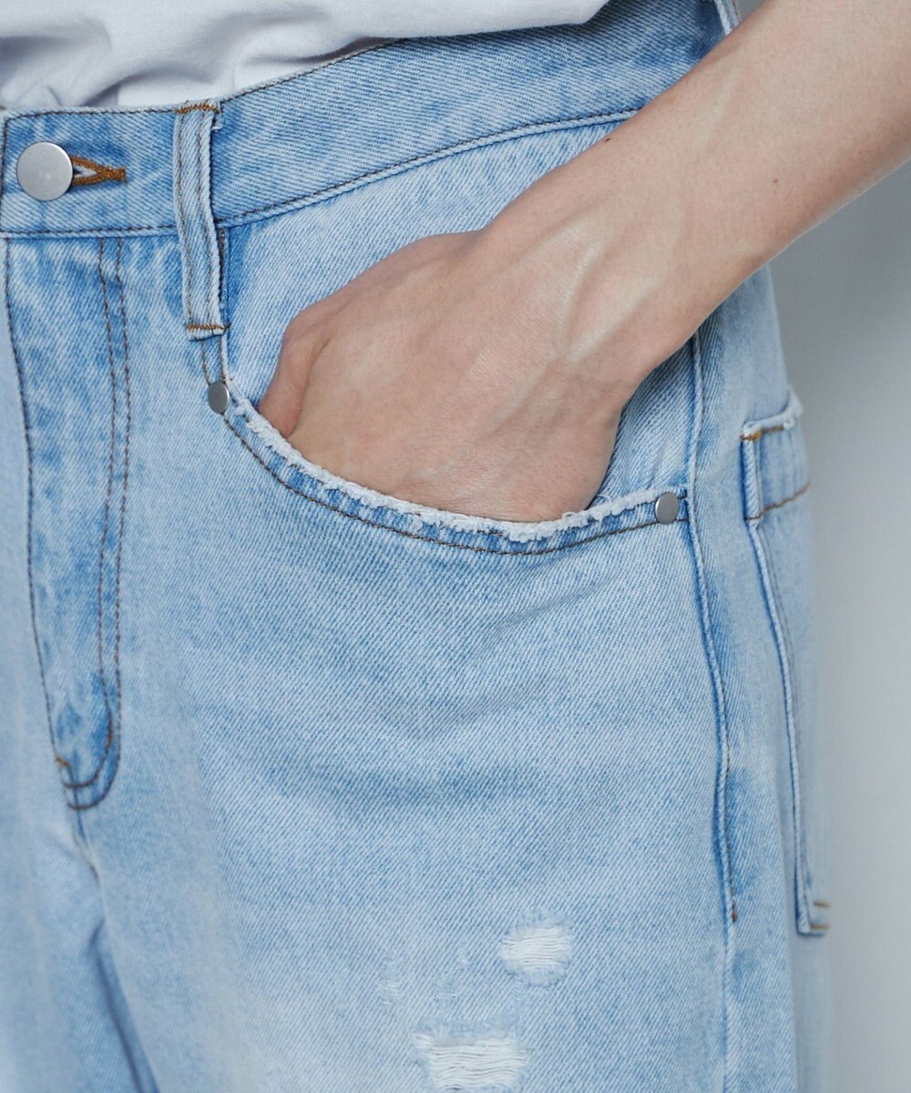 WEGO ダメージデニムワイドパンツ 