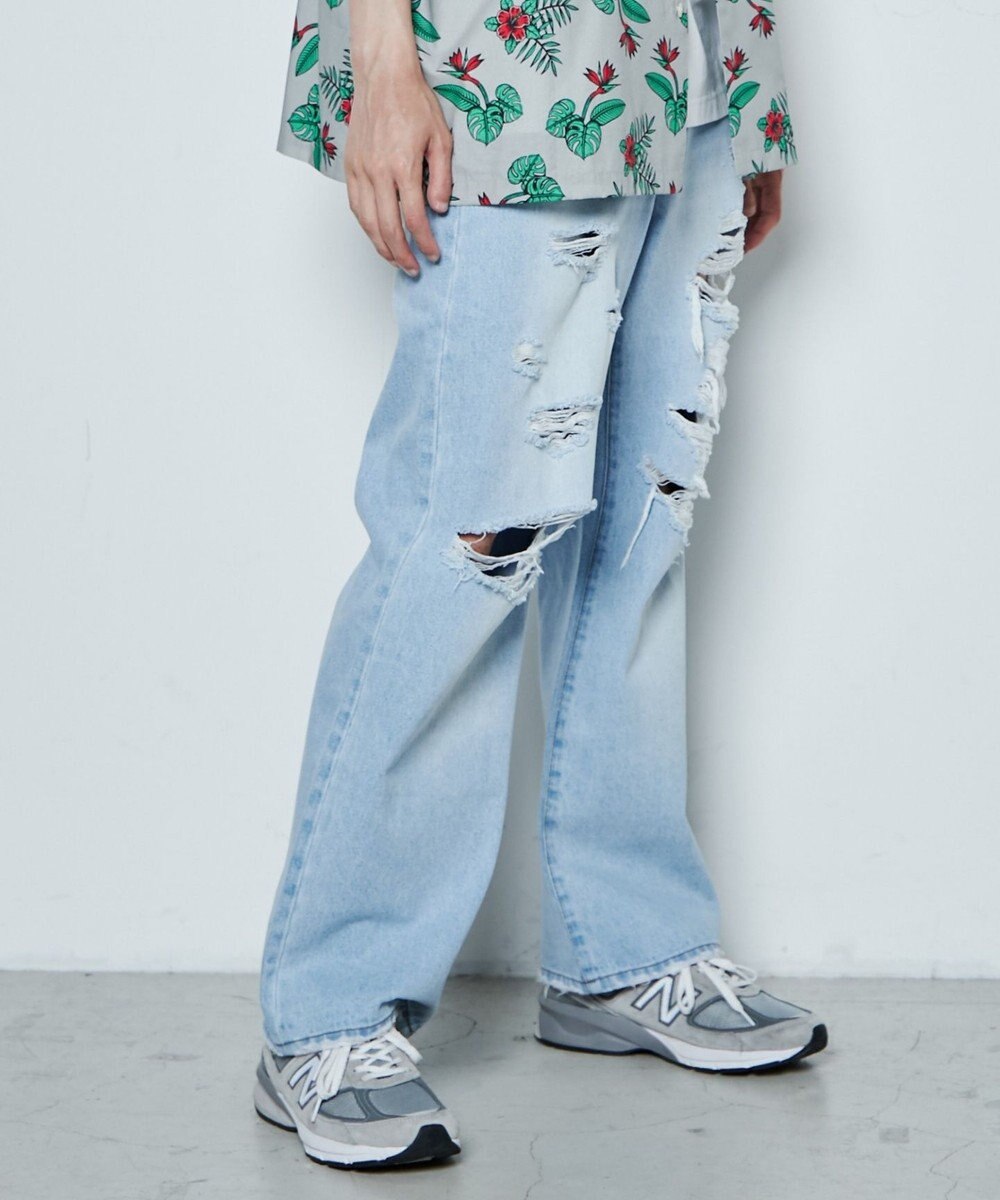 WEGO ダメージデニムワイドパンツ 