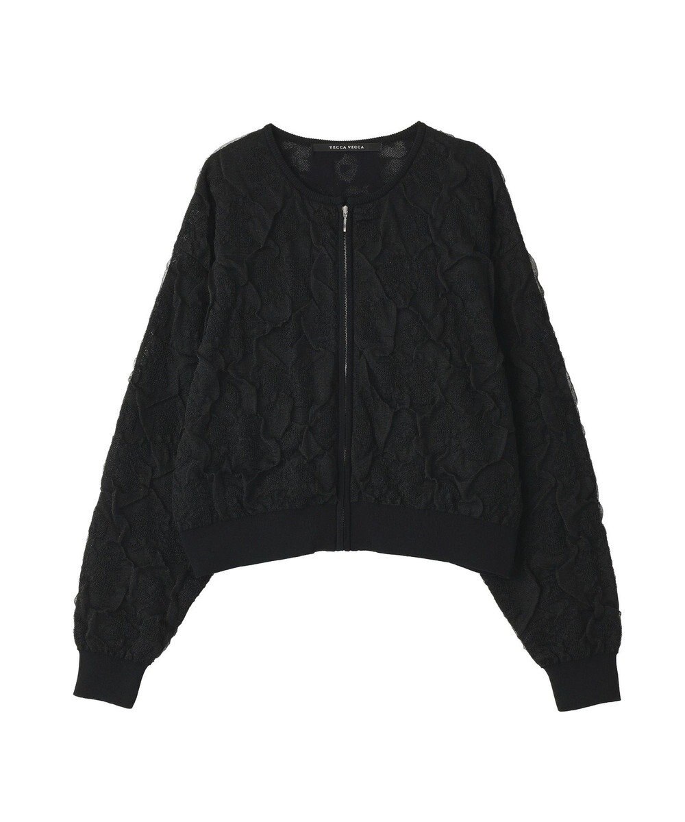 YECCA VECCA フクレジャガードニットブルゾン 