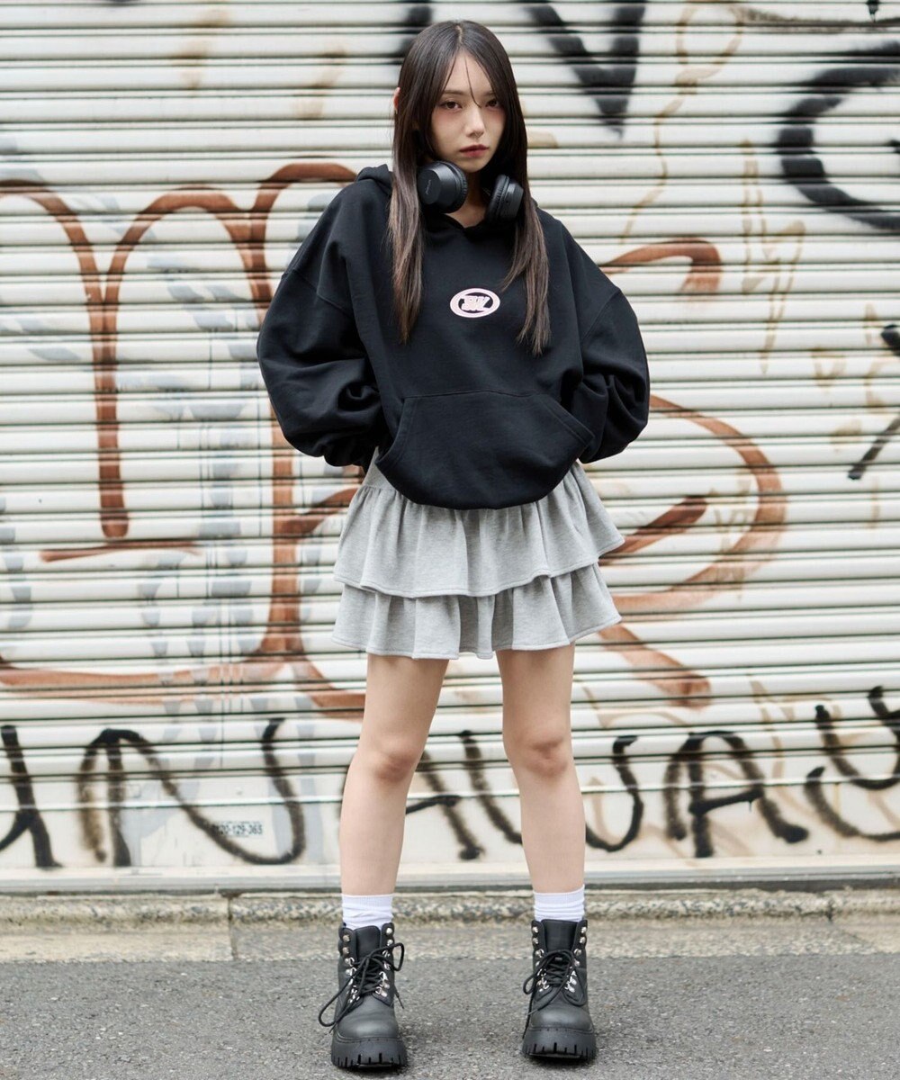 WEGO 【ユニセックス着用ITEM/裏起毛】バルーンクロップドグラフィックプルパーカー 