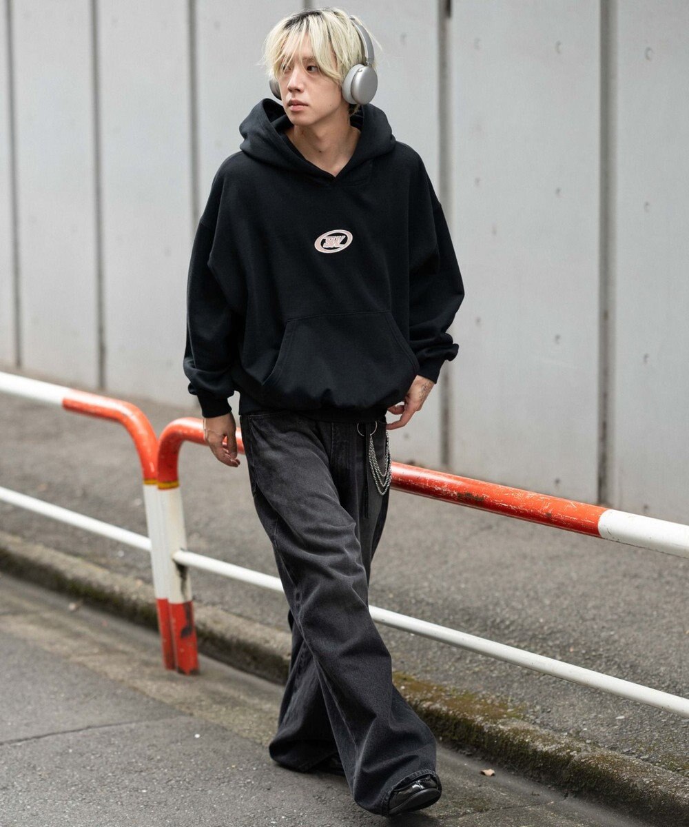 WEGO 【ユニセックス着用ITEM/裏起毛】バルーンクロップドグラフィックプルパーカー 