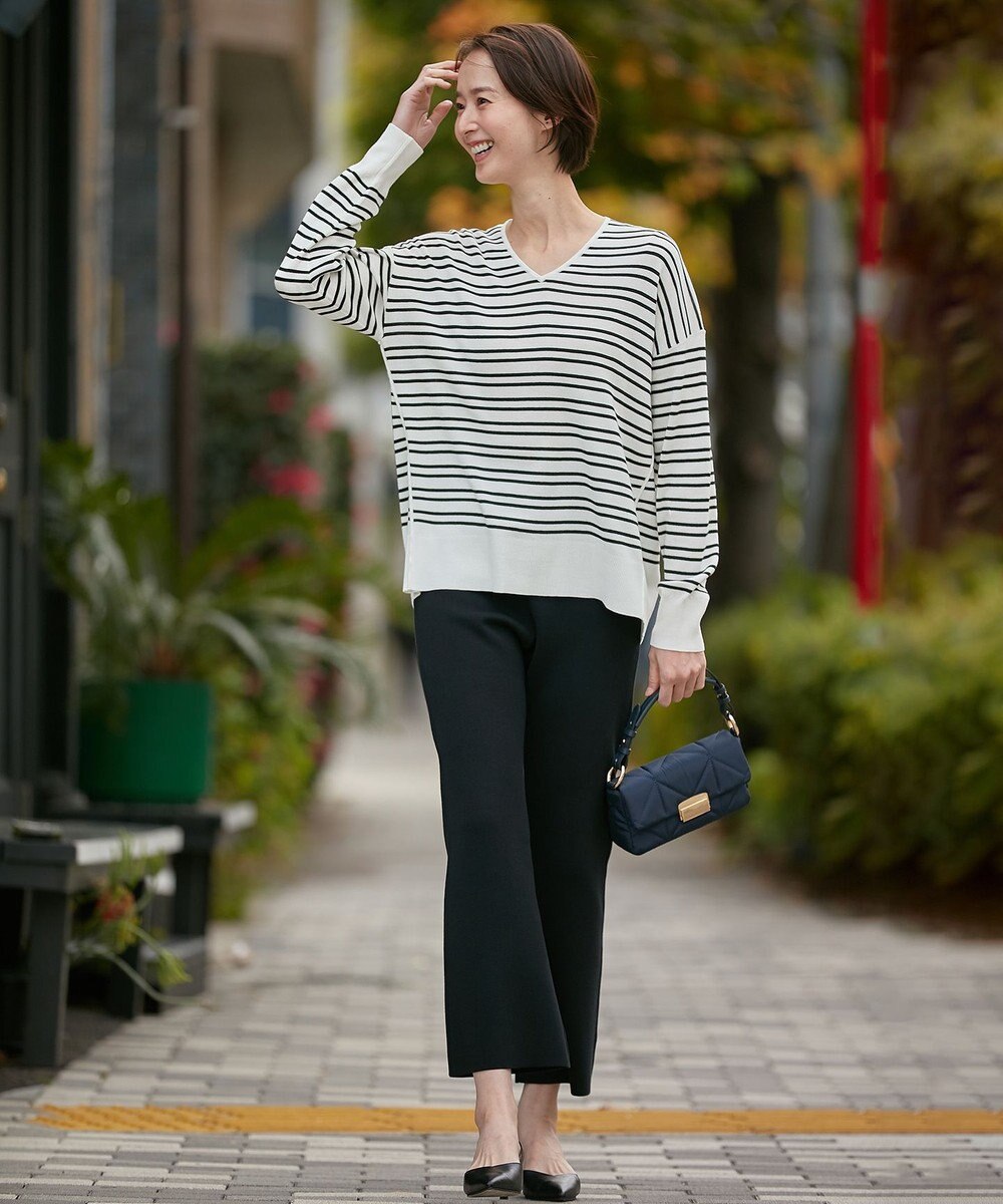 自由区 【XSサイズ～/洗える/セット着用可】ドライコットンハイゲージVネック ニット 