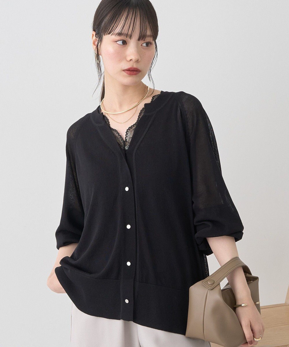 earth music&ecology 【接触冷感】キーネックシアーカーディガン 