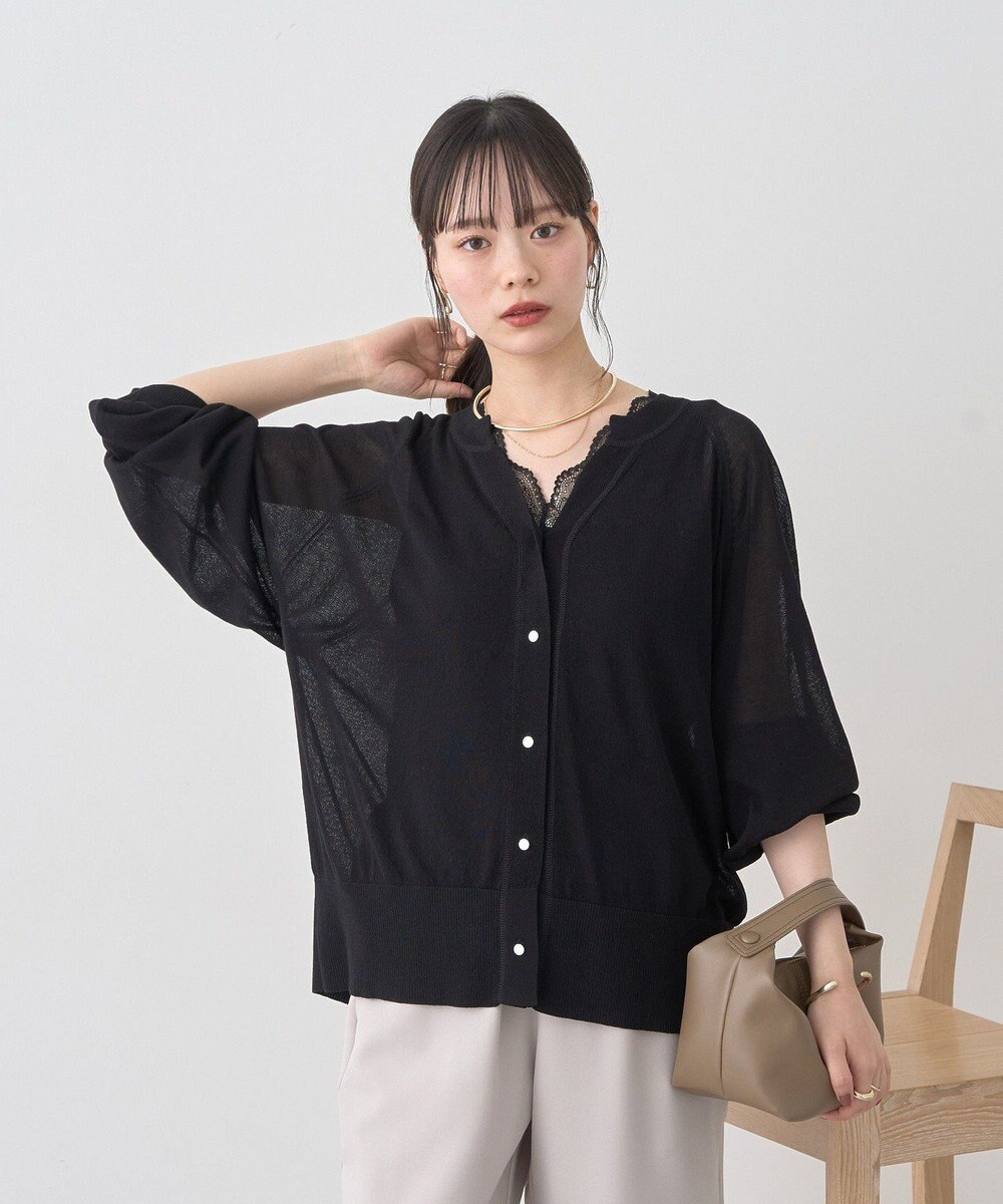 earth music&ecology 【接触冷感】キーネックシアーカーディガン 
