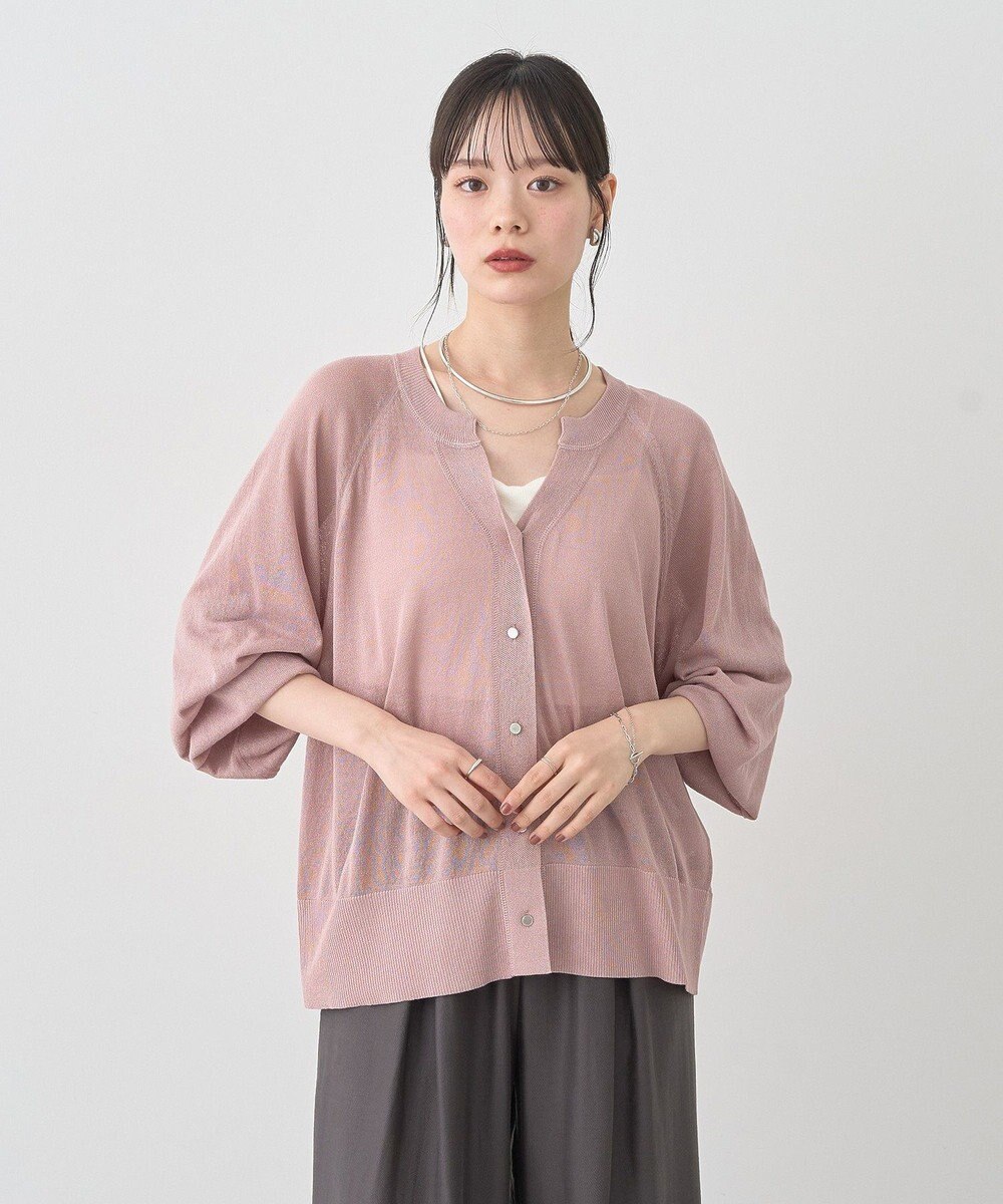 earth music&ecology 【接触冷感】キーネックシアーカーディガン 