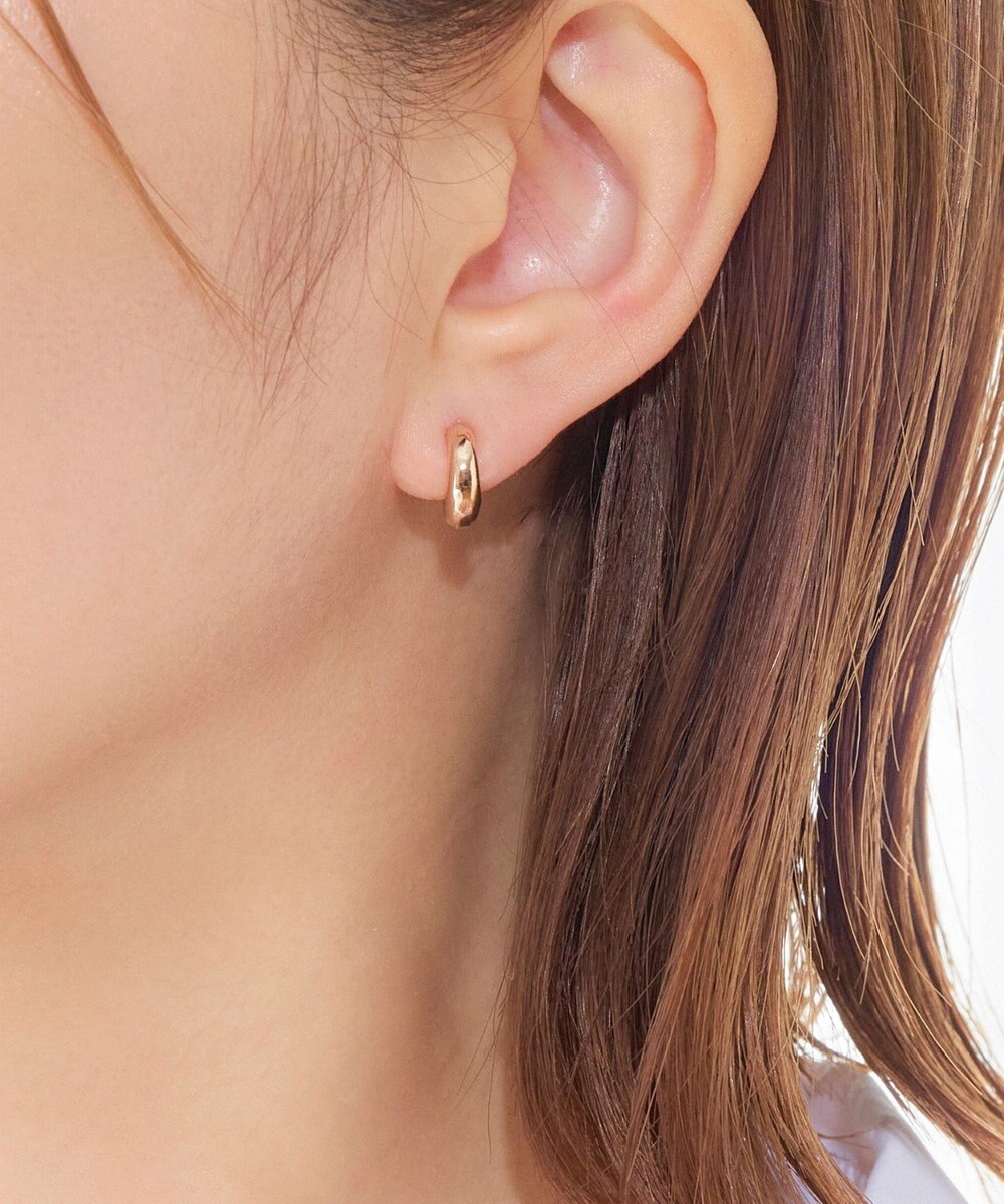 Phoebe 【金属アレルギー対応】シンプルフープスナップイヤリング　シャンパンゴールド 