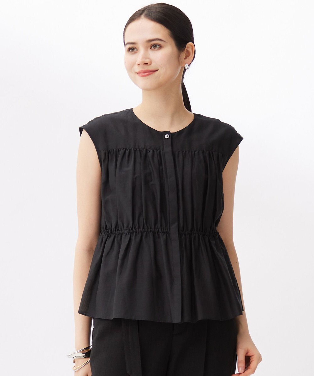 自由区 【カタログ掲載・洗える】シルクコットンローンフレンチスリーブ ブラウス 