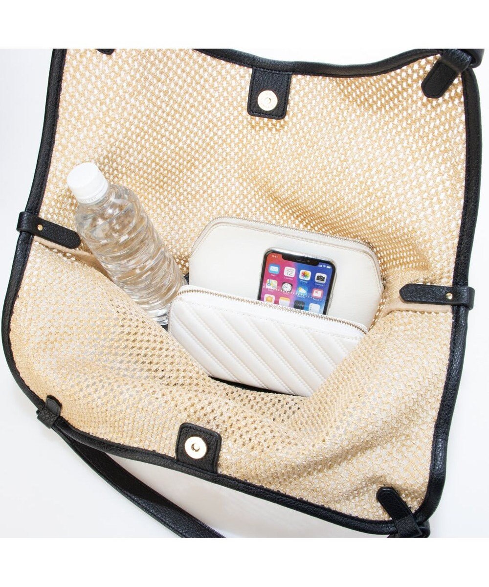 UNBILLION カシュカシュ cachecache / フェイクレザーショルダーバッグ付雑材風トート 