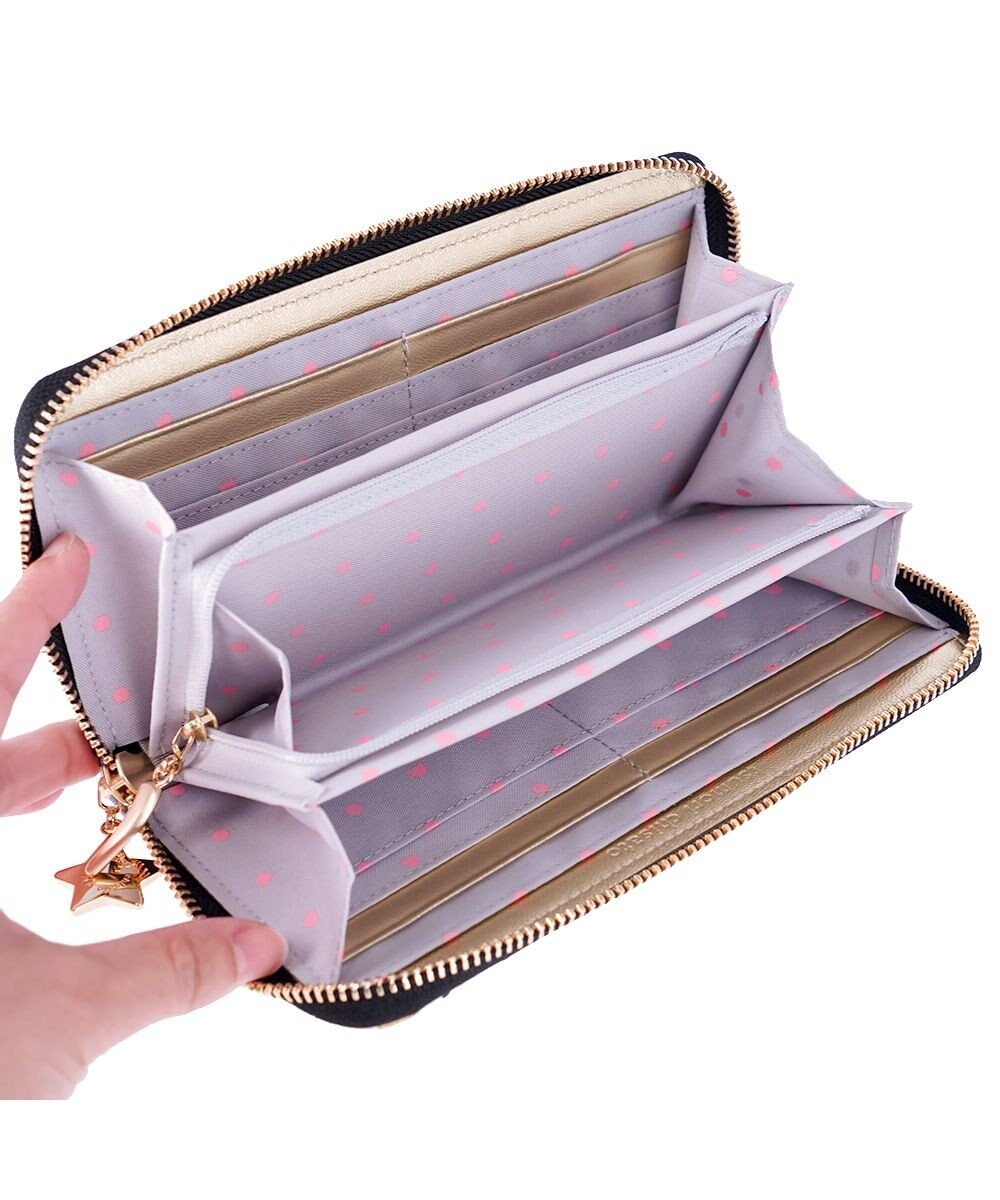 tsumori chisato CARRY ギャラクシーパネル ラウンドファスナー長財布 がま口 レザーキルティング 