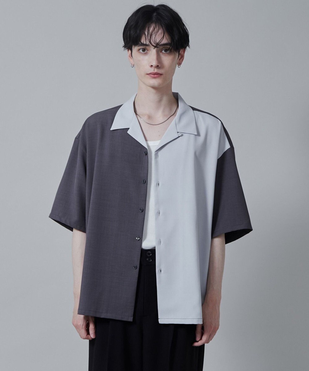 WEGO カラーブロックオープンカラーシャツ（S） 