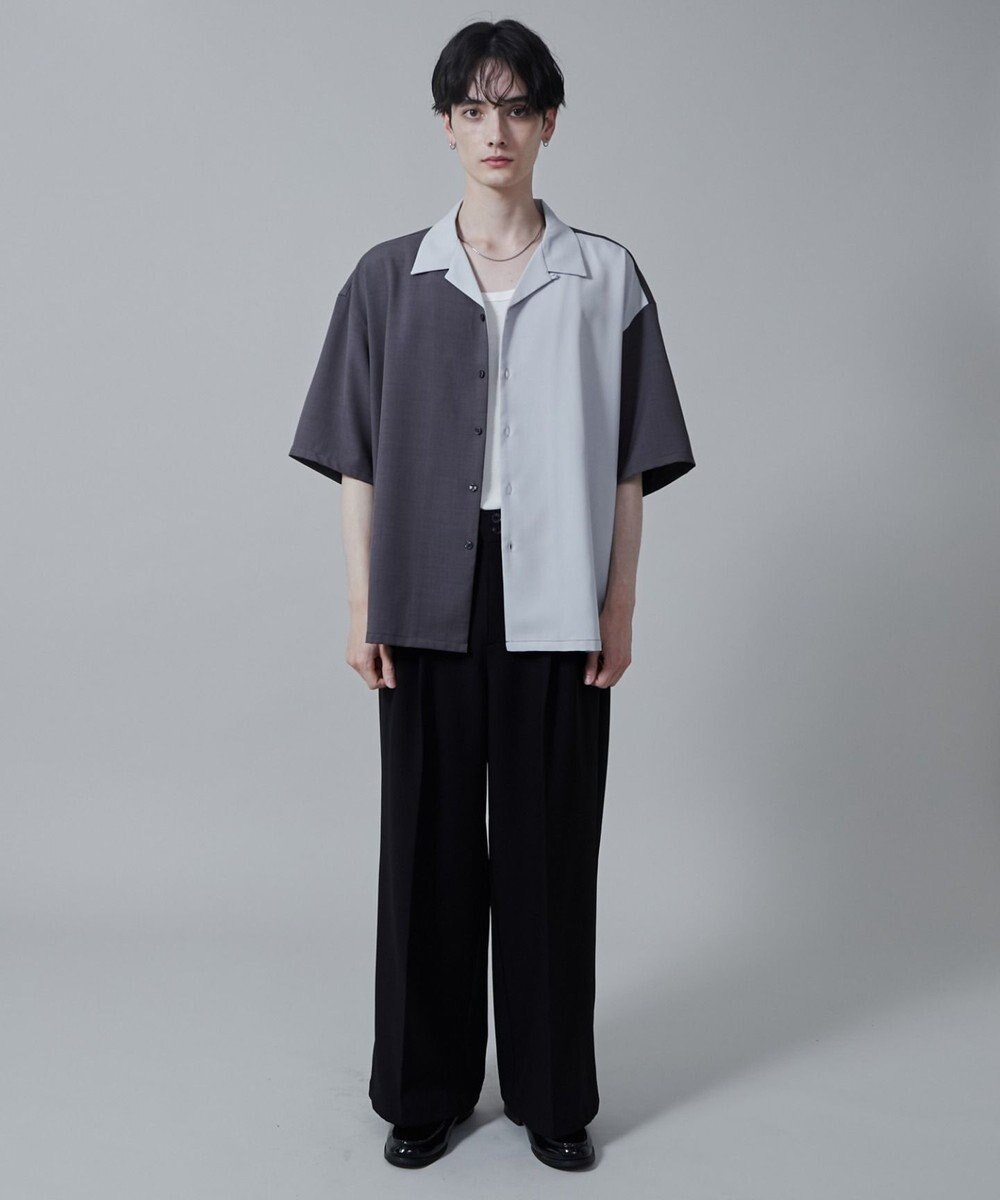 WEGO カラーブロックオープンカラーシャツ（S） 