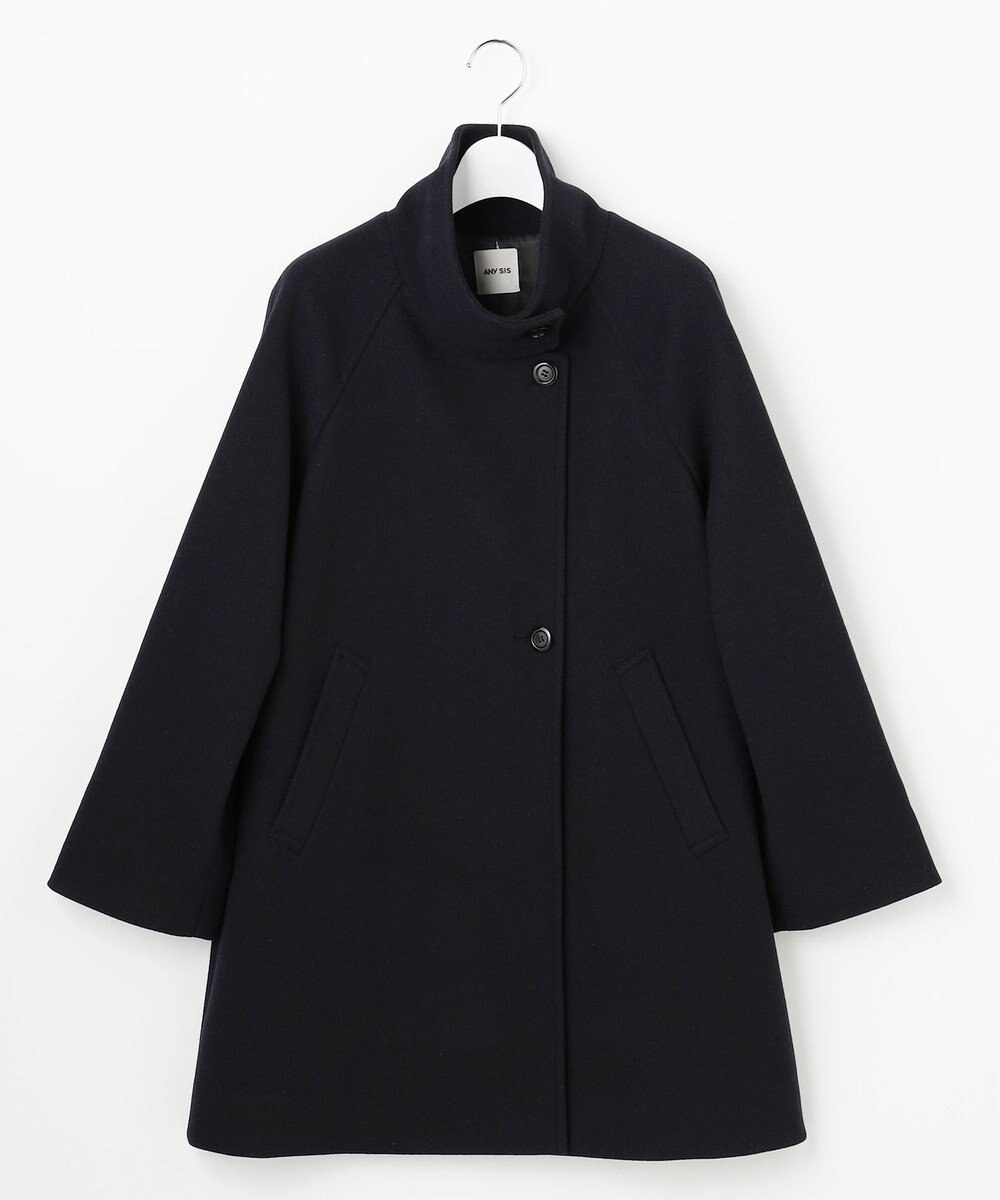 ANY SIS S ウールライクスタンドカラー ミドルコート 