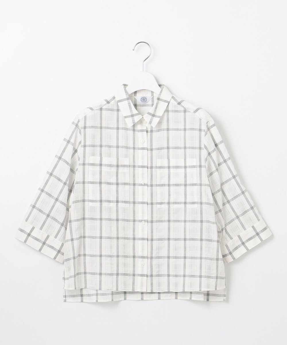 J.PRESS LADIES L 【洗える】SHEER チェック シャツ ブラウス 