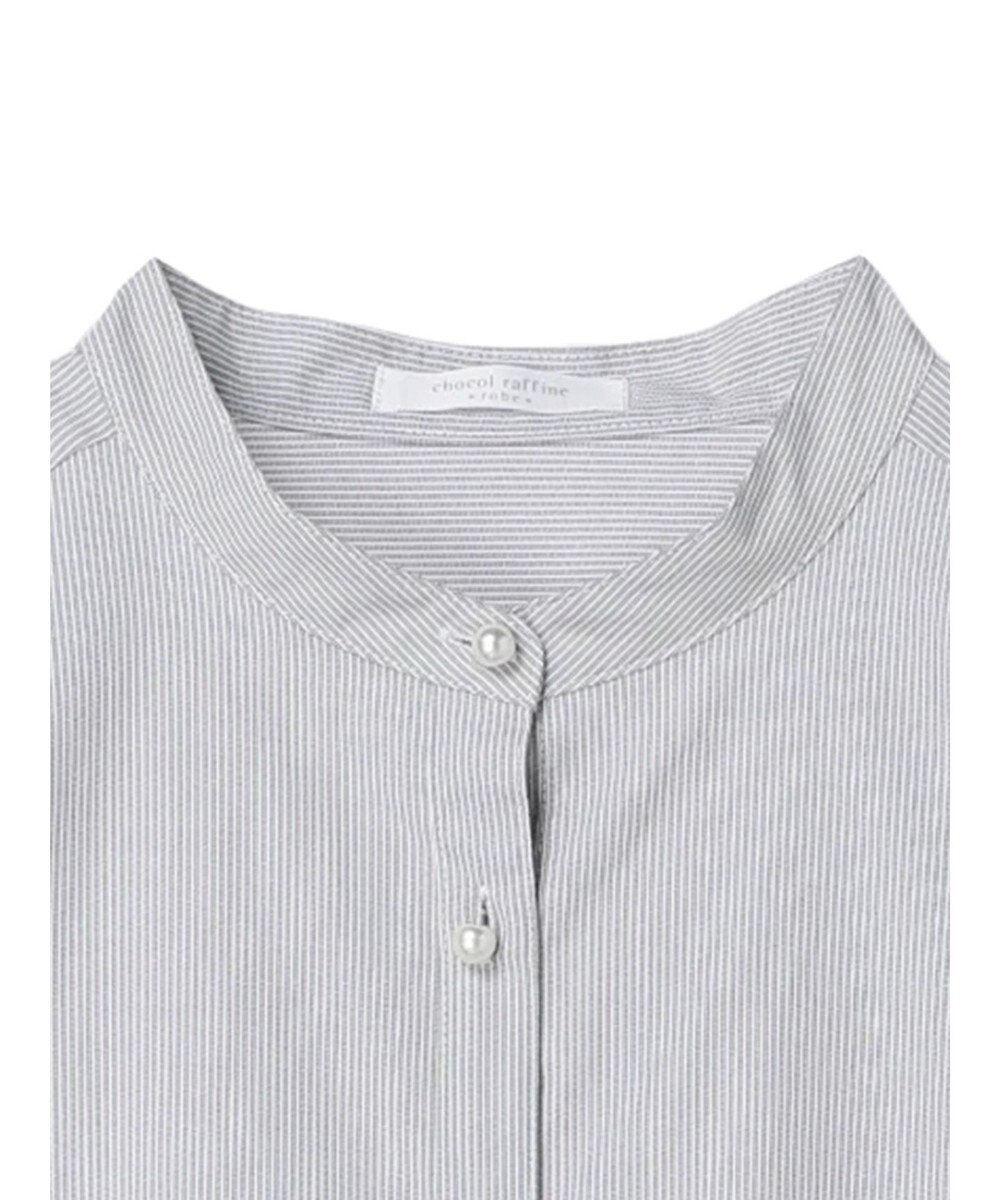 Green Parks パール釦ストライプシャツ 