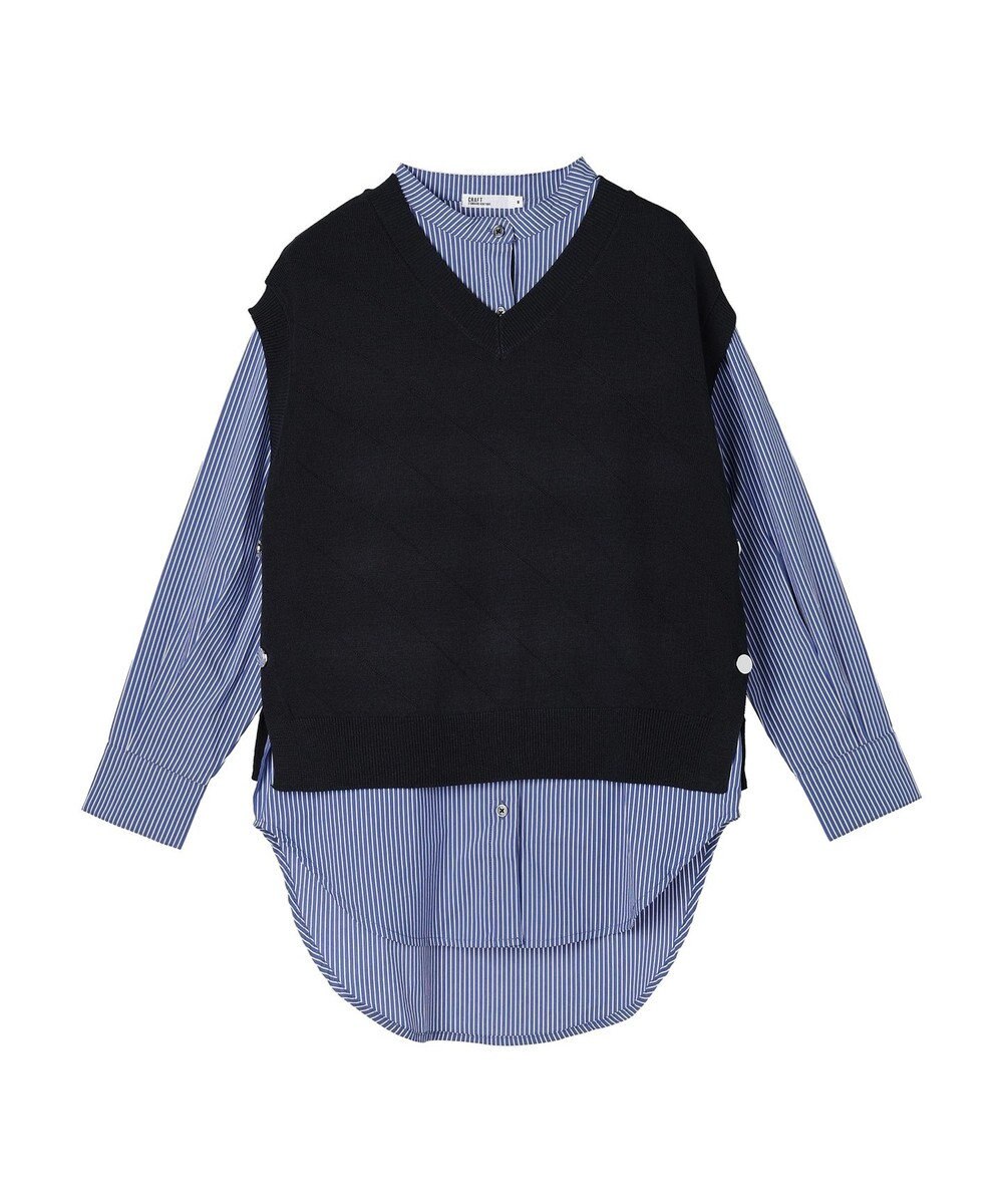 CRAFT STANDARD BOUTIQUE 【洗える】ニットベスト+バンドカラーシャツ-SET 