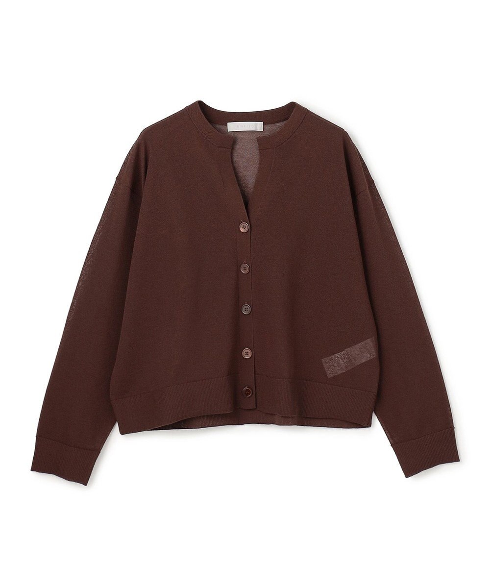 UNFILO シアーフォルムニット キーネックカーディガン 