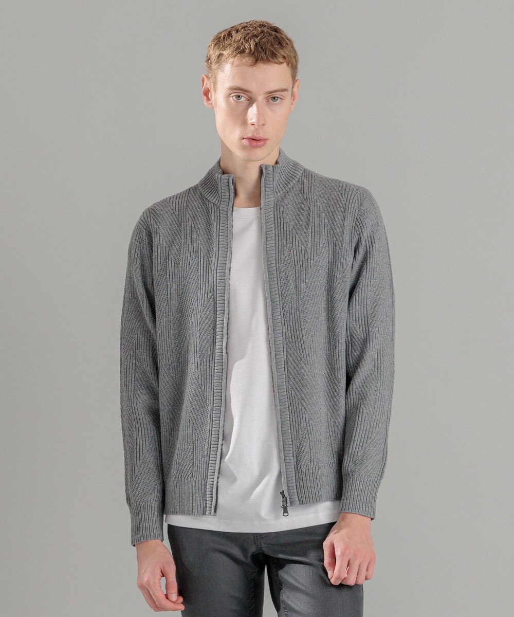 JOSEPH HOMME  新柄【洗える】シルクバルキー　　ハイネックジップアップニット 