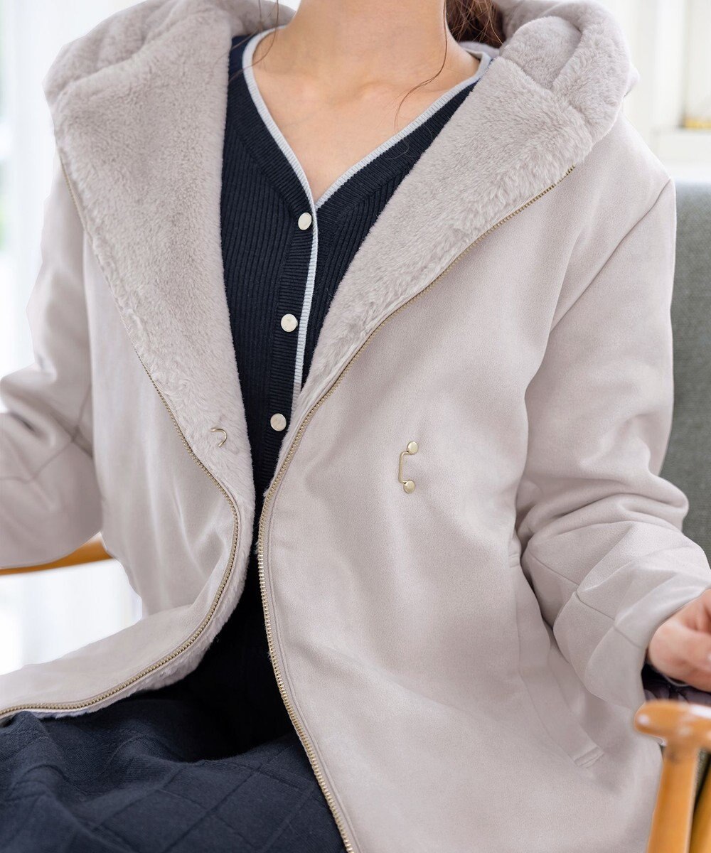 Tiaclasse スエードボンディグフード付きコート 