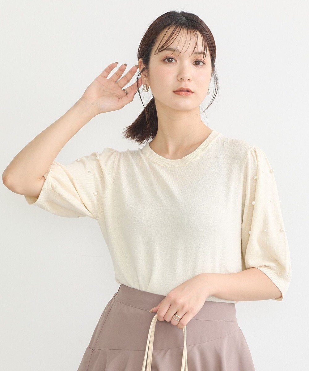 earth music&ecology パールスリーブニットプルオーバー 