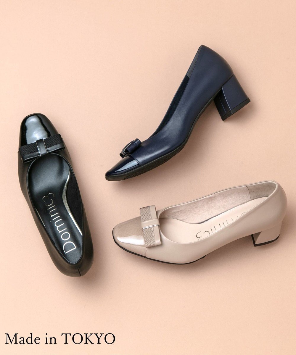 Dominic3 グログランリボン スクエアトゥパンプス 