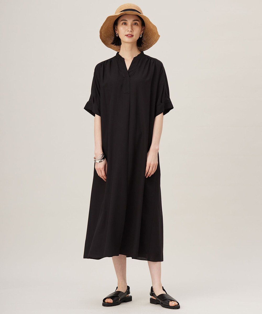 自由区 S 【接触冷感・UVケア・抗菌防臭・洗える】リヨセルポプリンシャツ ワンピース 