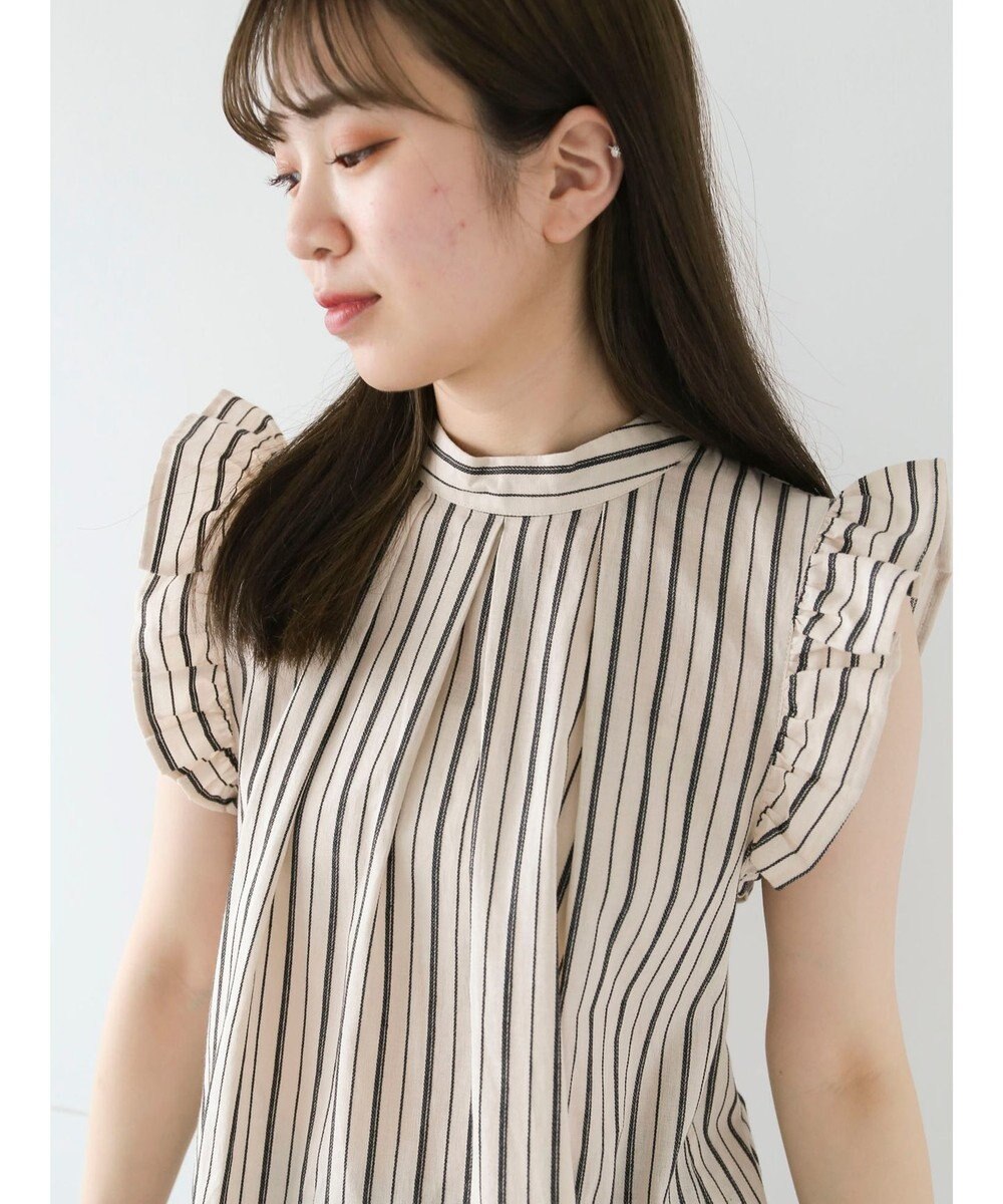 Green Parks ・ＥＬＥＮＣＡＲＥ　ＤＵＥ　ストライプフリルブラウス 