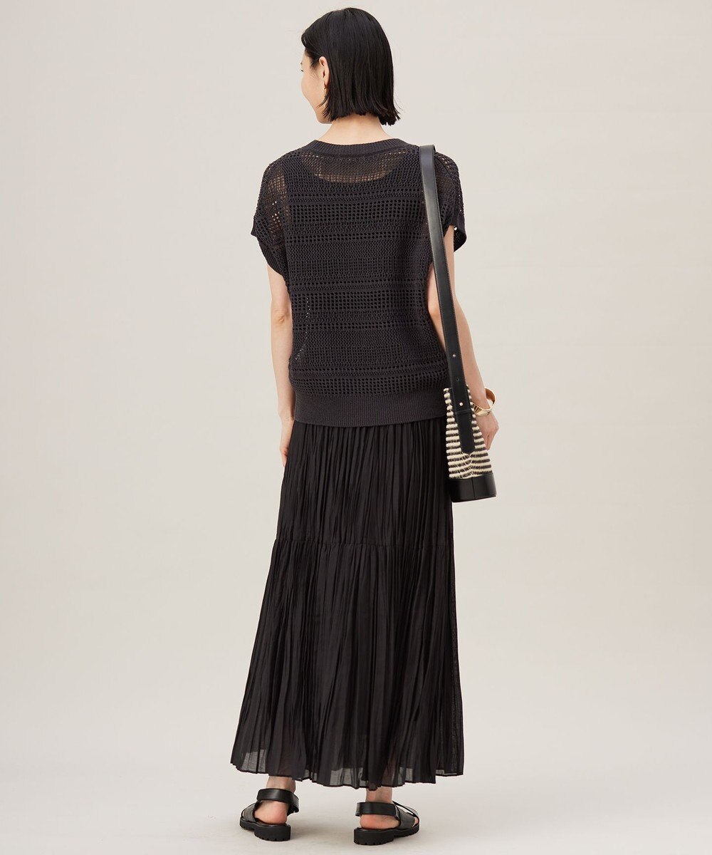 自由区 L 【洗える】レーシーリネンコットン ニット 